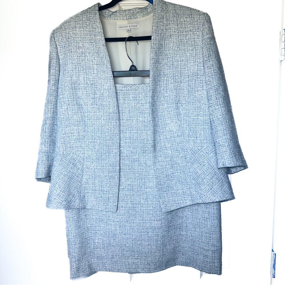 Preston & York Light Blue and White Tweed Skirt - Size 12